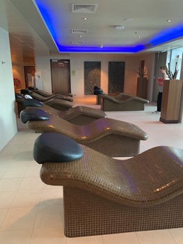 Heated tile chairs in the spa