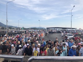 This is the crowd waiting over 4 hours in the hot sun to get back to the sh