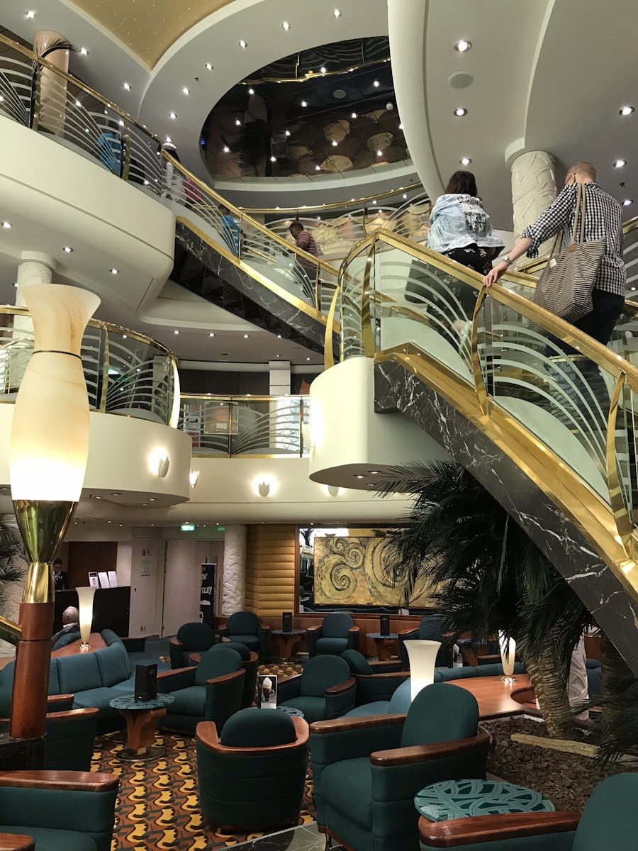 Start of the cruise, stairway up to reception