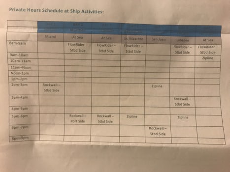 The Key schedule for access to the activities. 