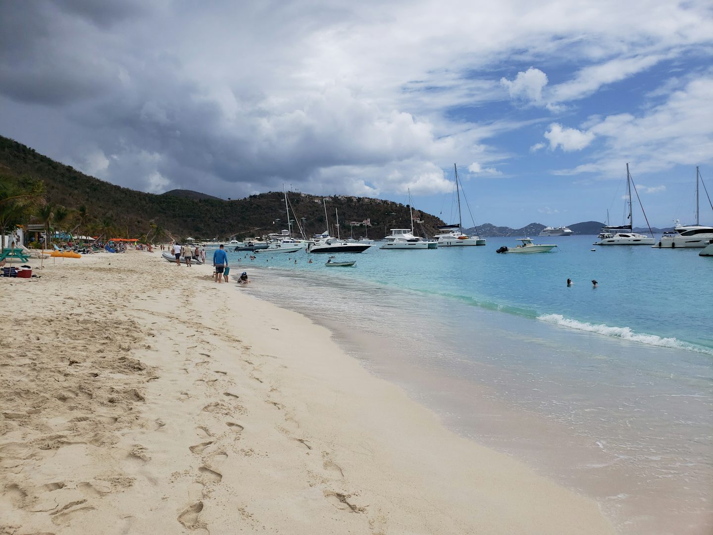The beach in front of the Soggy Dollar on Jost Van Dyke.