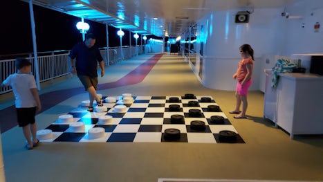 The kids liked the giant checkerboard.
