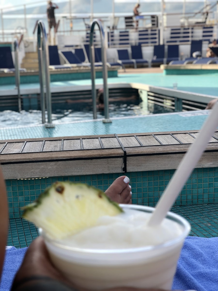 Sitting at the pool with a pina colada 