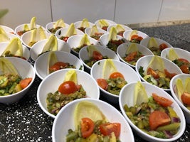 Beautiful display of healthy and enticing salads every meal.  