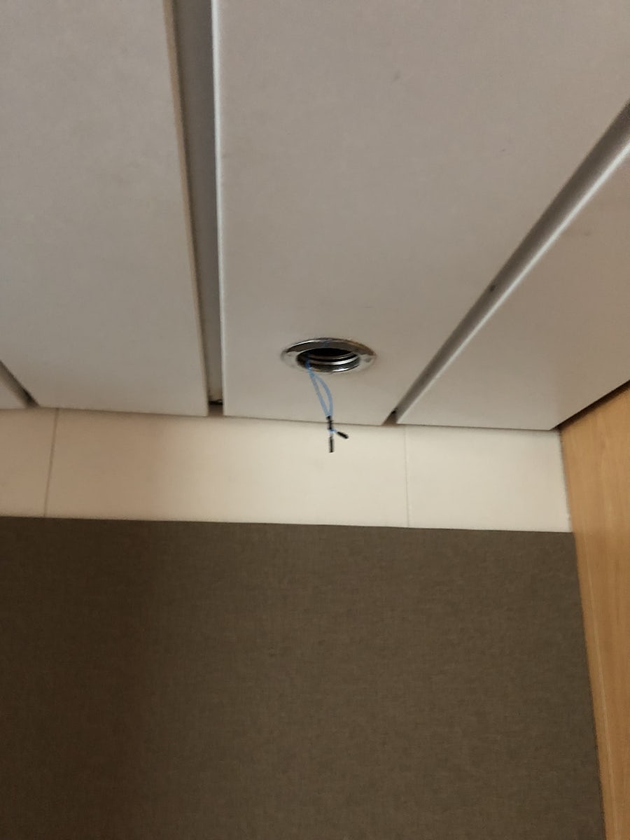 Light not fitted, loose wires hanging down