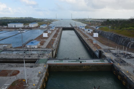 The New Panama Canal - Aqua Clara lock. NCL Bliss is in the second of the t