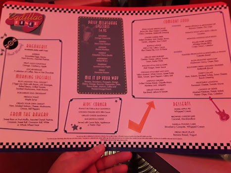 Cadillac Diner menu