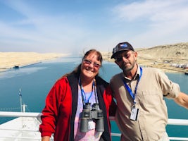 That&#39;s us, loving every moment of the cruise, specially the Suez Canal.