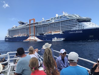 Celebrity Edge from a tender in Grand Cayman 