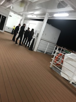 The crew can be found smoking on the smoking deck.
