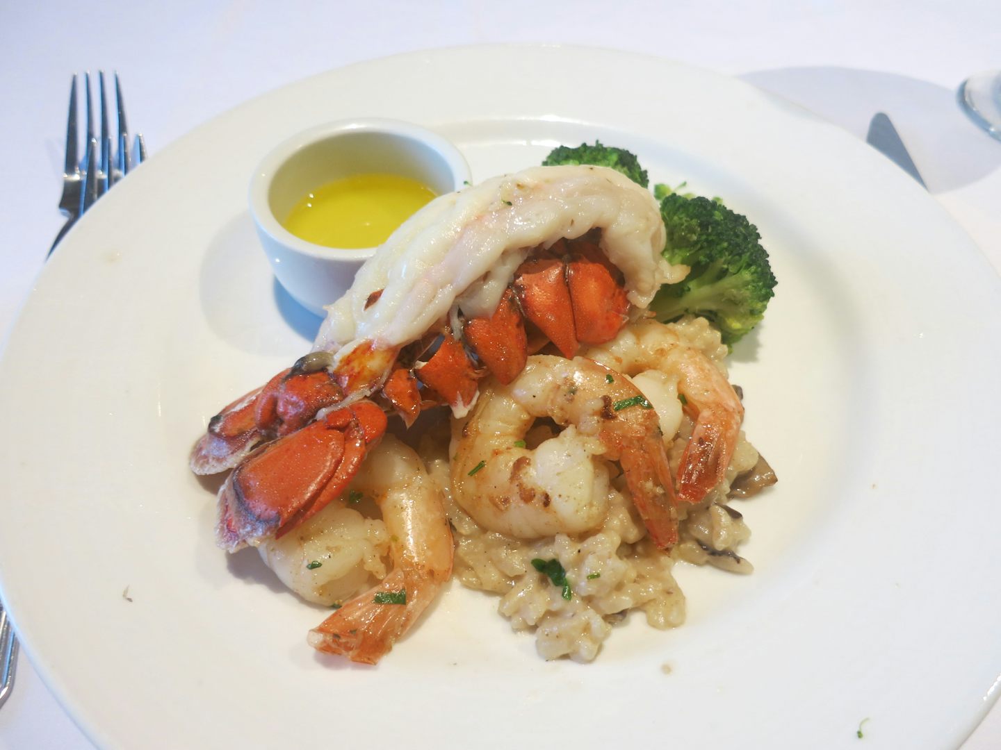 Lobster Tail and Shrimp first formal evening Horizon dining room