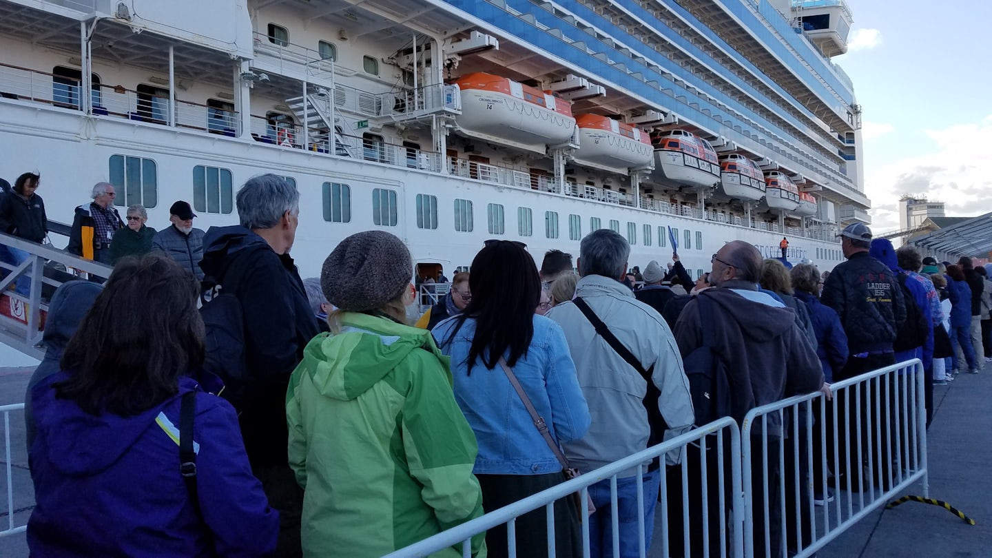 Upon returning to the ship after the excursion, the line to get back on the
