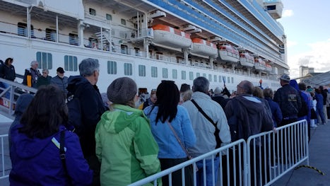 Upon returning to the ship after the excursion, the line to get back on the
