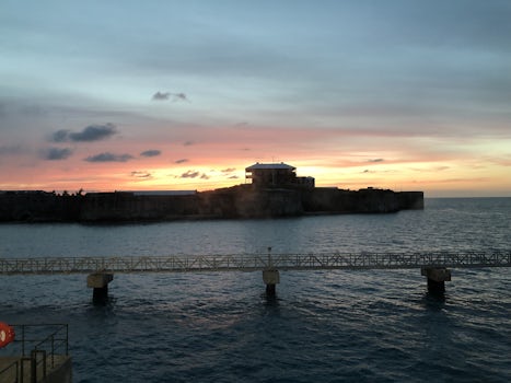 View from cabin window while at port in Bermuda 