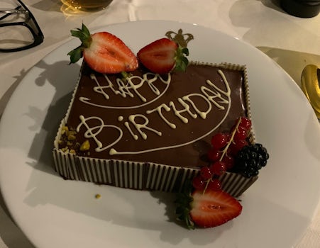 They surprised me with a birthday cake and non-alcoholic champagne. And all