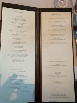 Main restaurant menu