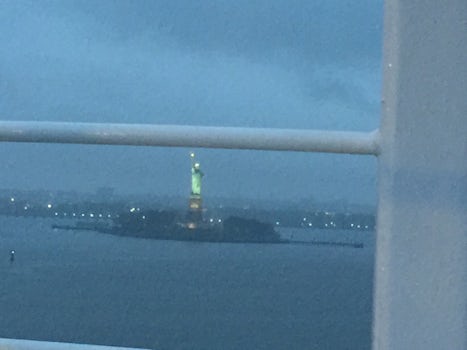 going past Statue of Liberty while raining
