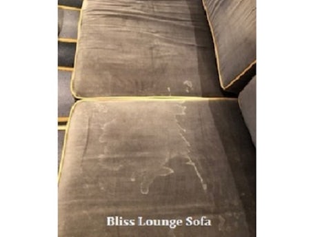Stained sofa cushion in the Bliss Ultra Lounge