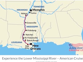 Itinerary Map of Cruise from Memphis to New Orleans