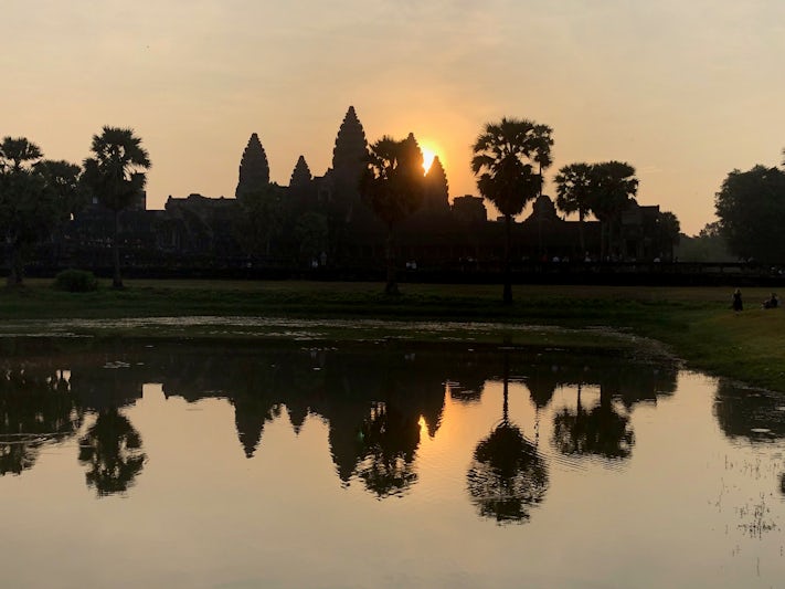 Sunrise at Siem Reap, with champagne breakfast at a monastery after!