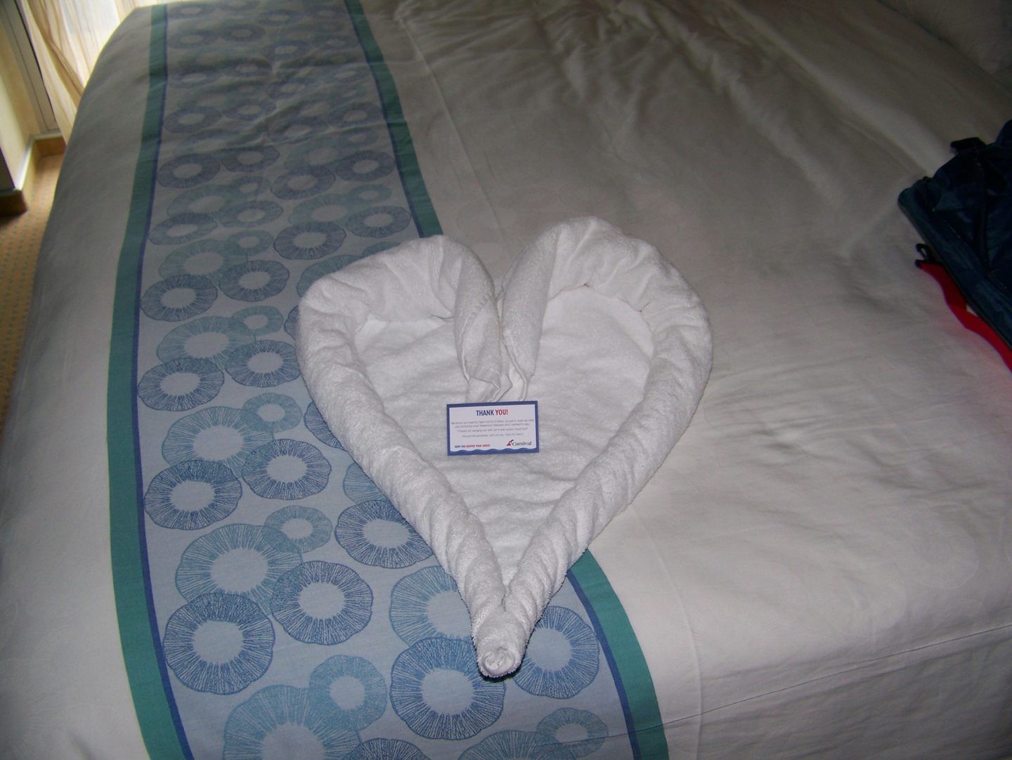 Some of the towel art done by room steward on ship. 