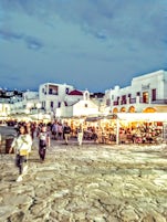 Mykonos town after docking and shuttle into main town area for dinner.