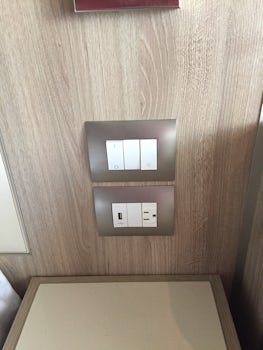 outlets at bedside table