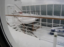 This is the end of the pool deck looking out from Horizons Lounge