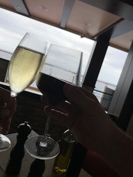Champagne and wine with a view over dinner!