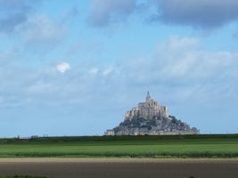 Approaching Mont St. Michel in Normandy, France