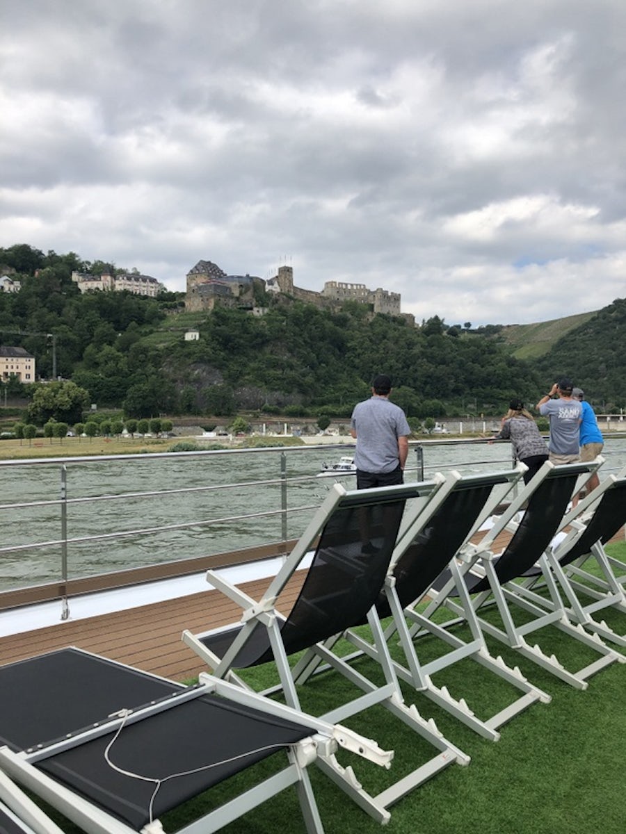 Viewing castles from the top deck in the Rhine Valley
