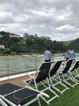 Viewing castles from the top deck in the Rhine Valley