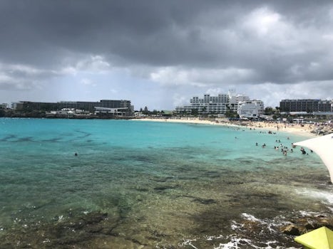 Maho Beach, famously known for airplanes flying right over your head.