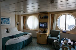 cabin 2568, before beds were separated - two large portholes, sofa bed is o