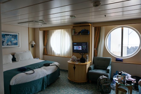 cabin 2568, before beds were separated - two large portholes, sofa bed is o