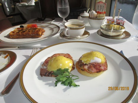 Cruise ship regular Eggs Benedict - cooked perfectly