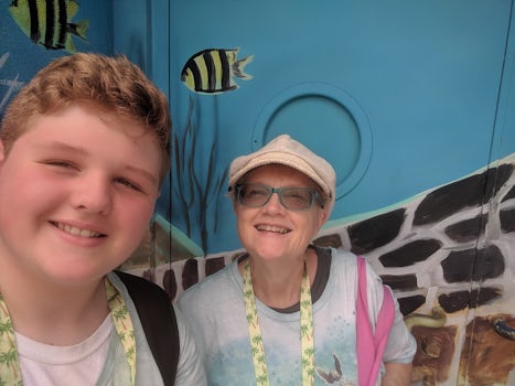 Me and the grandson at the Turtle Farm in Grand Cayman.
