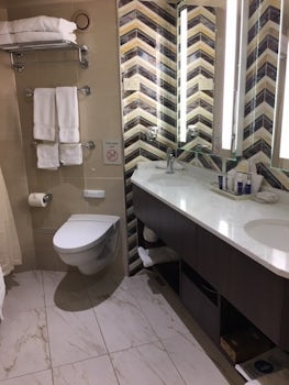 Bathroom - double sinks (nice), separate shower stall, also bathtub with shower - and great plush towels