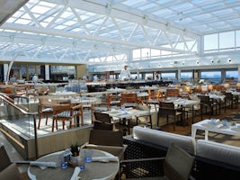 The Viking Jupiter Pool area with retracting roof and dining 