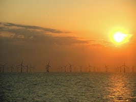 Sunset over a Wind Farm on the English Channel