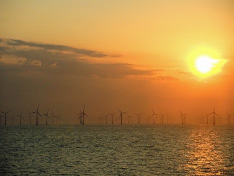 Sunset over a Wind Farm on the English Channel