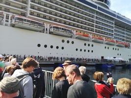 Queueing to get back on ship following excursion