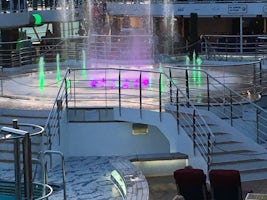 Dancing waters in from of Movies under the Stars on the Lido deck.