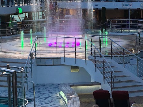 Dancing waters in from of Movies under the Stars on the Lido deck.