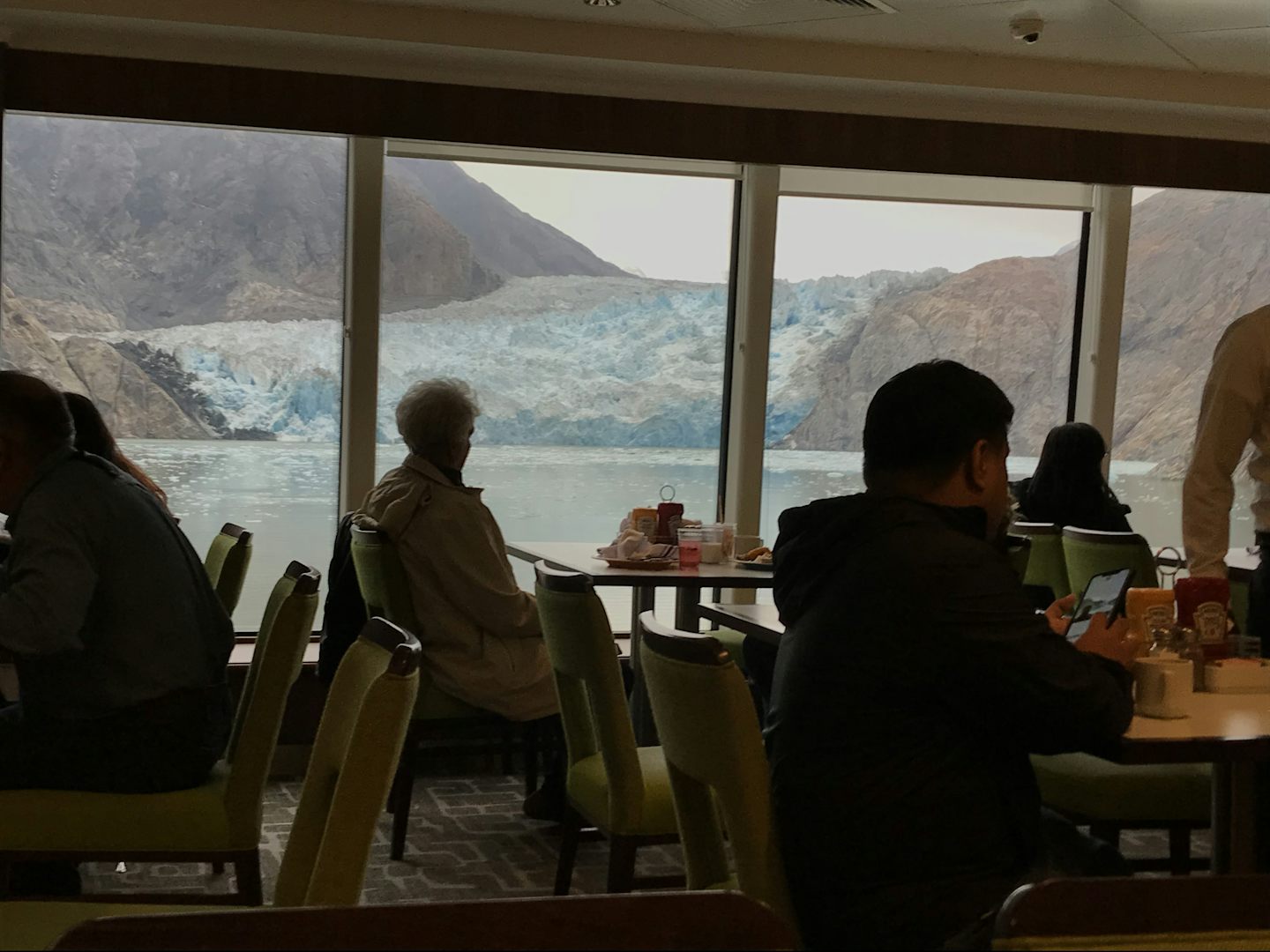 South Sawyer Glacier - view from Garden Cafe (buffet style restaurant). 