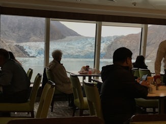 South Sawyer Glacier - view from Garden Cafe (buffet style restaurant). 