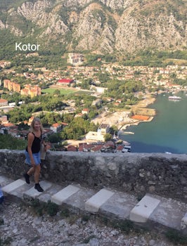 Kotor - walking up the precarious steps to St Johns Fortress
