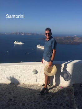 Thera, Santorini after walking up the steps...easier than Kotor.