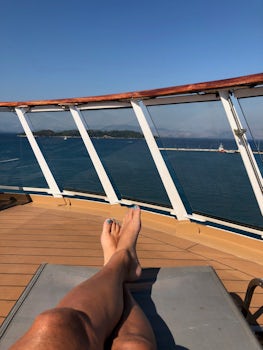 Afternoon relaxing pulling out of Corfu