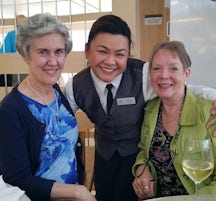 Our server Lourdes with me and Sherry Martin after dinner on July 22.  She 